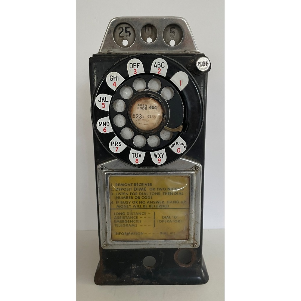 Vintage Western Electric 3 Slot Coin Telephone Rotary Payphone WE966 1950G 1950H